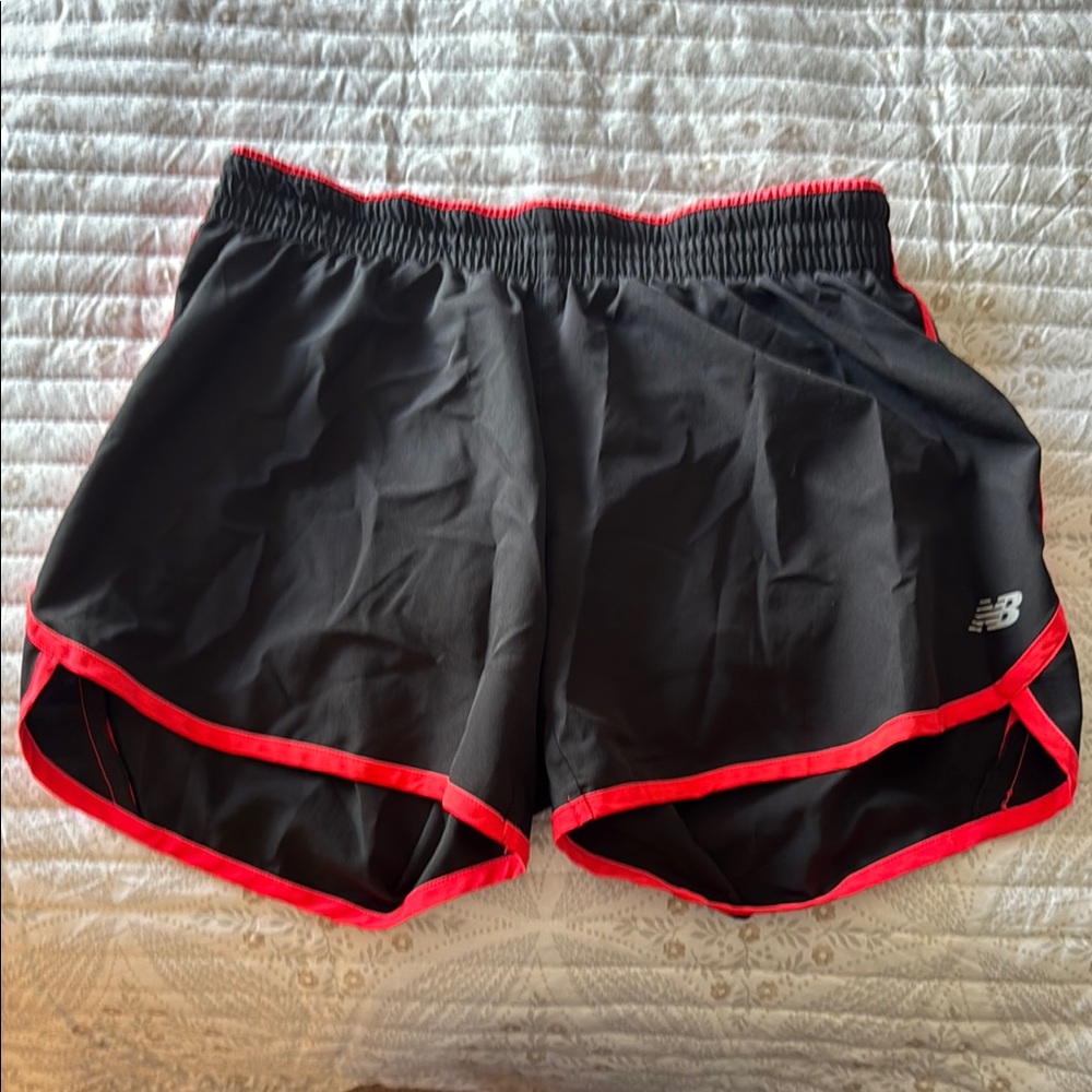New Balance Black and Red Athletic Shorts Lightweight Design